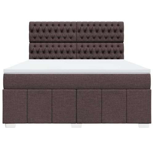 Боксспринг легло с матрак, тъмнокафяво, 180x200 см, плат