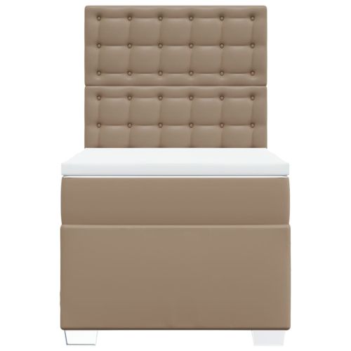 Боксспринг легло с матрак, капучино, 100x200см, изкуствена кожа