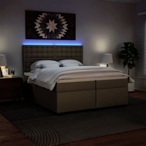 Боксспринг легло с матрак, капучино,200x200 см, изкуствена кожа