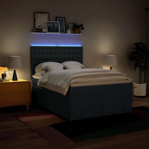 Боксспринг легло с матрак, синьо, 140x190 см, плат