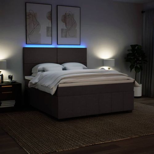 Боксспринг легло с матрак, тъмнокафяво, 180x200 см, плат