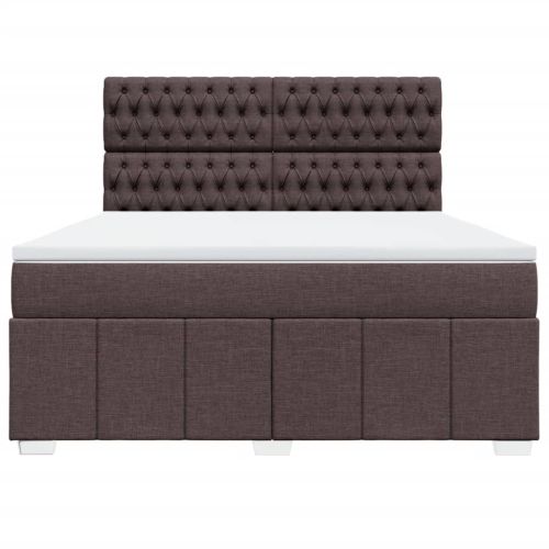 Боксспринг легло с матрак, тъмнокафяво, 180x200 см, плат