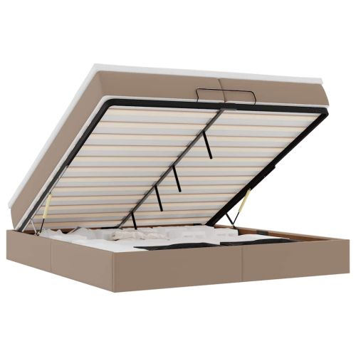 Османска легло с матраци, капучино, 200x200 см, изкуствена кожа