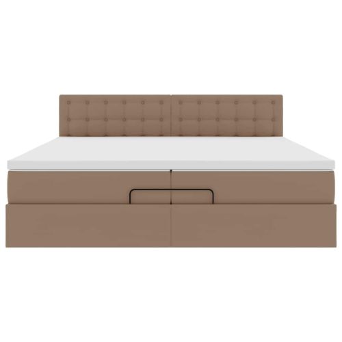 Османска легло с матраци, капучино, 200x200 см, изкуствена кожа