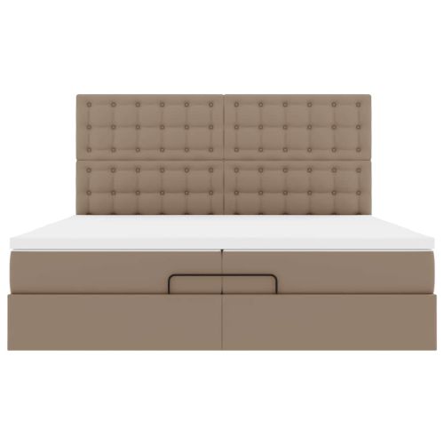 Османска легло с матраци, капучино, 200x200 см, изкуствена кожа