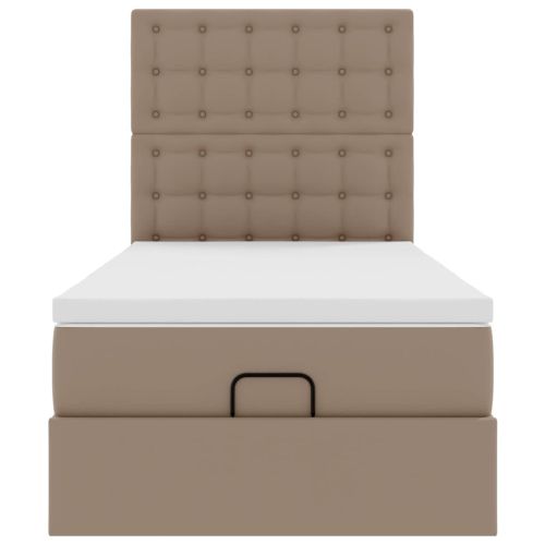 Османска легло с матрак&LED капучино 100x200 см изкуствена кожа