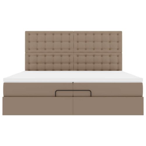 Османска легло с матраци&LED капучино 200x200см изкуствена кожа