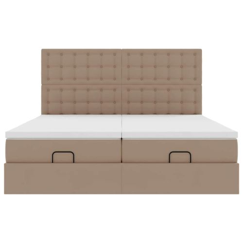 Османска легло с матраци&LED капучино 200x200см изкуствена кожа