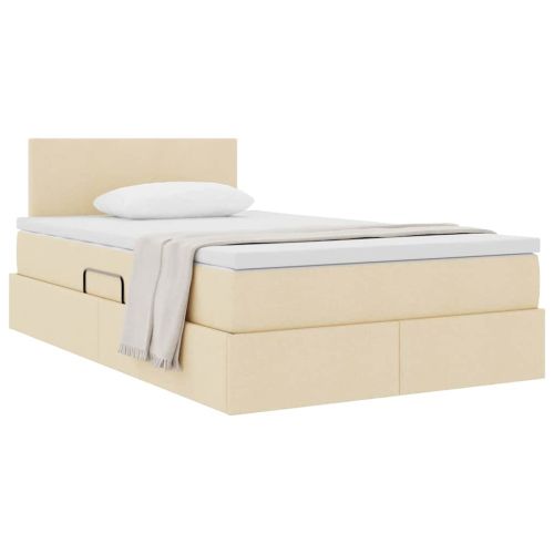 Легло с място за съхранение и матрак с матрак Крем 120 x 190 cm