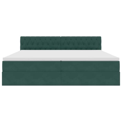 Легло с място за съхранение Тъмен зелен 200 x 200 cm Кадифе