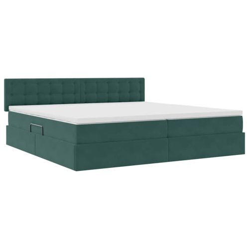 Легло с място за съхранение Тъмен зелен 200 x 200 cm Кадифе