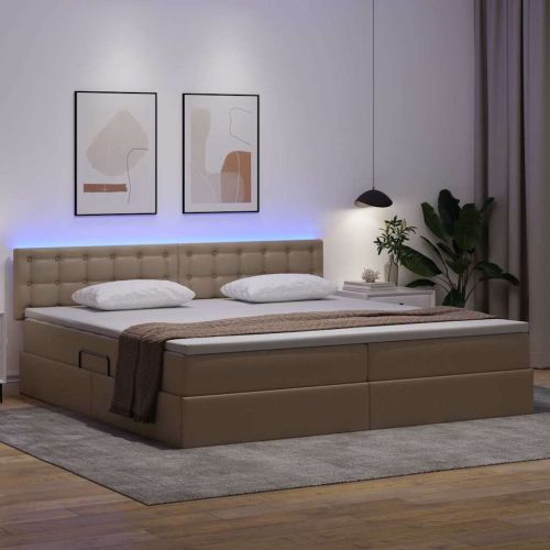 Легло с място за съхранение и LED с LED Светлосиво 200 x 200 cm