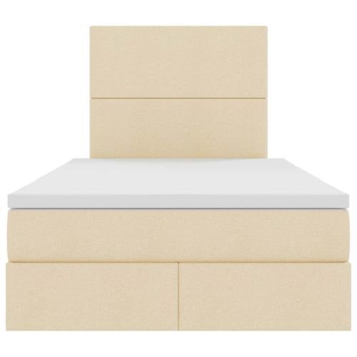 Легло с място за съхранение и матрак Крем 120 x 190 cm текстил