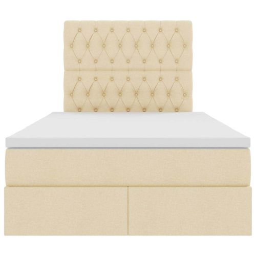 Легло с място за съхранение и матрак Крем 120 x 190 cm текстил