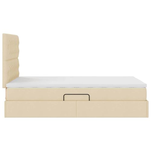 Легло с място за съхранение и матрак Крем 120 x 190 cm текстил