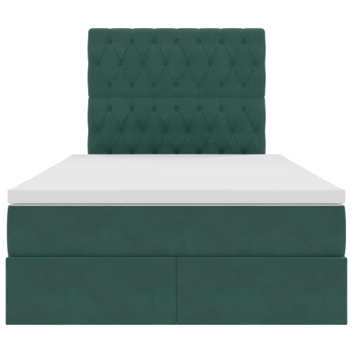 Легло с място за съхранение и матрак Тъмен зелен 120 x 190 cm