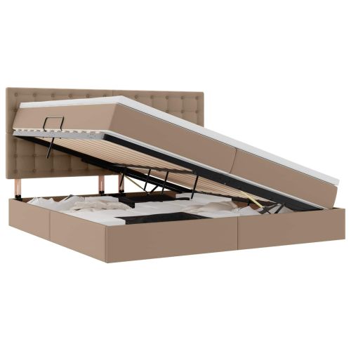 Легло с място за съхранение и LED с LED Капучино 200 x 200 cm