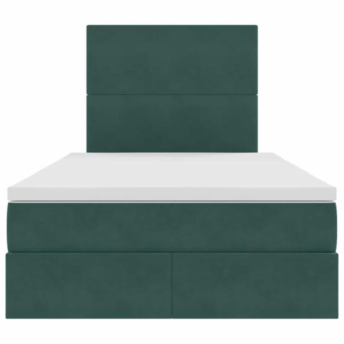 Легло с място за съхранение и LED Тъмен зелен 120 x 190 cm