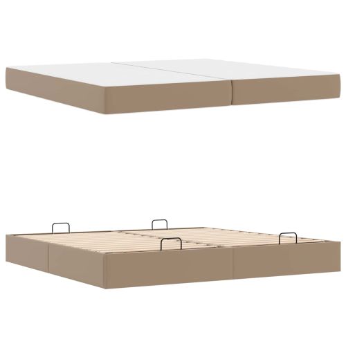 Рамка за легло с матрак с матрак 2 pcs Кафеникаво ПВЦ
