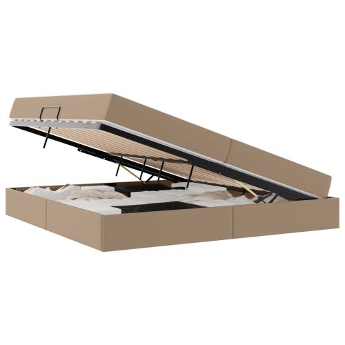 Легло с място за съхранение и матрак 2 pcs Капучино Кожа