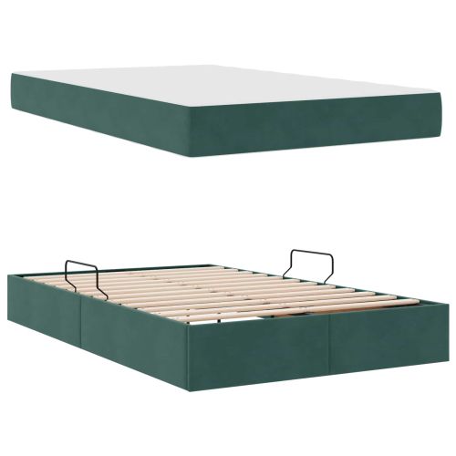 Легло с място за съхранение и матрак Тъмен зелен 120 x 190 cm