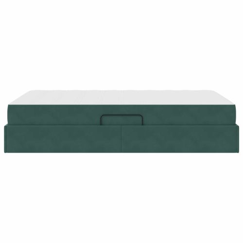 Легло с място за съхранение и матрак Тъмен зелен 120 x 190 cm
