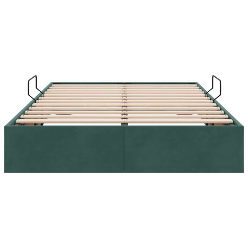 Отоманско легло със съхранение Тъмен зелен 120 x 200 cm Кадифе