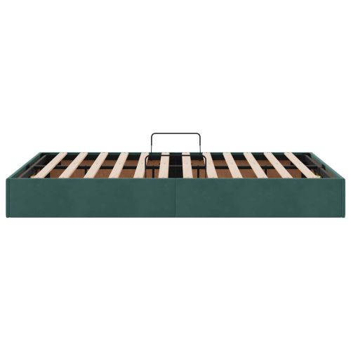 Отоманско легло със съхранение Тъмен зелен 120 x 200 cm Кадифе