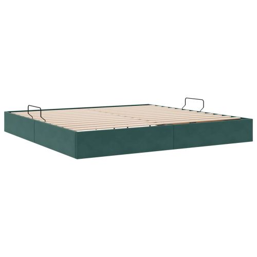 Отоманско легло със съхранение Тъмен зелен 200 x 200 cm Кадифе