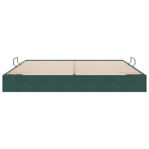 Отоманско легло със съхранение Тъмен зелен 200 x 200 cm Кадифе