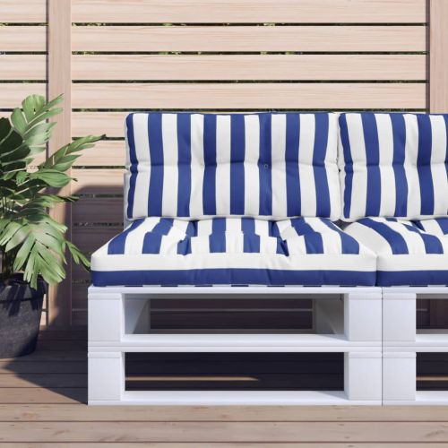 Палетна възглавница синьо-бяло райе 70x40x12 см текстил