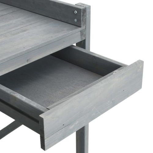 Маса за разсаждане с пергола, сива, масивна ела