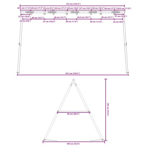 Рамка за люлка за открито Ш 341 x В 185 см
