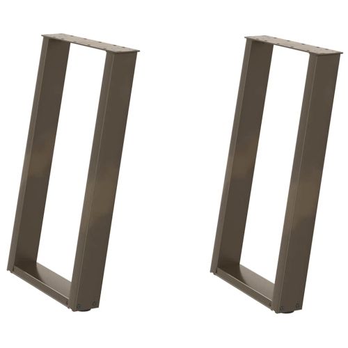 Крака за трапезна маса, U-образни, 2 бр., естествена стомана, 50 x (72-73) см, стомана