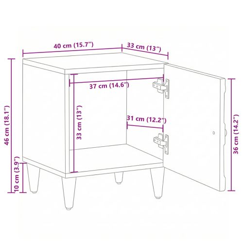 Нощен шкаф 2 pcs Бяло 40 x 33,5 x 46 см Солидно мангово дърво