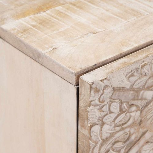Нощен шкаф 2 pcs Бяло 40 x 33,5 x 46 см Солидно мангово дърво