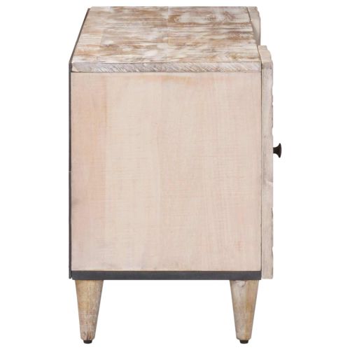 ТВ шкаф Бяло 105 x 33,5 x 46 см Солидно мангово дърво