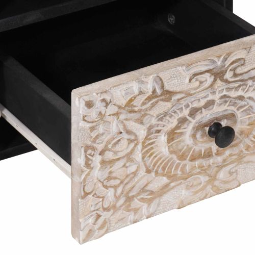 ТВ шкаф Бяло 70 x 33,5 x 46 см Солидно мангово дърво