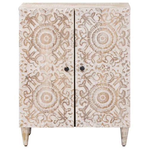 Шкаф за съхранение Бяло 60 x 33,5 x 75 см Солидно мангово дърво