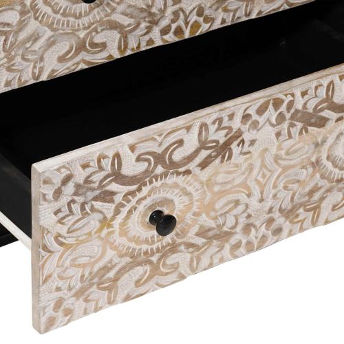 Шкаф за съхранение Бяло 60 x 33,5 x 75 см Солидно мангово дърво