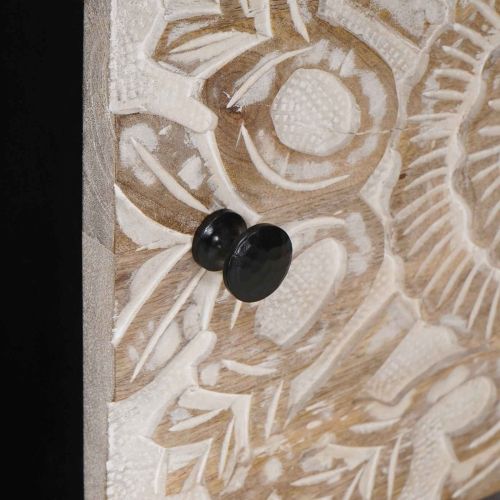 Масичка за кафе Бяло 80 x 50 x 40 cm Солидно мангово дърво