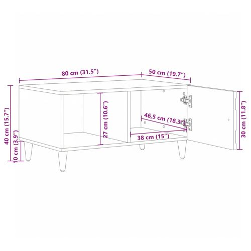 Масичка за кафе Бяло 80 x 50 x 40 cm Солидно мангово дърво
