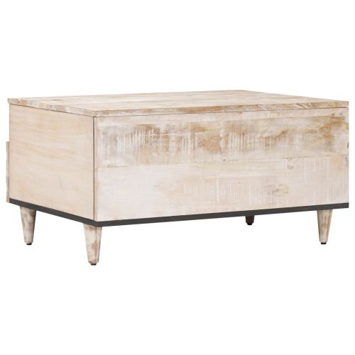 Масичка за кафе Бяло 80 x 54 x 40 см Солидно мангово дърво