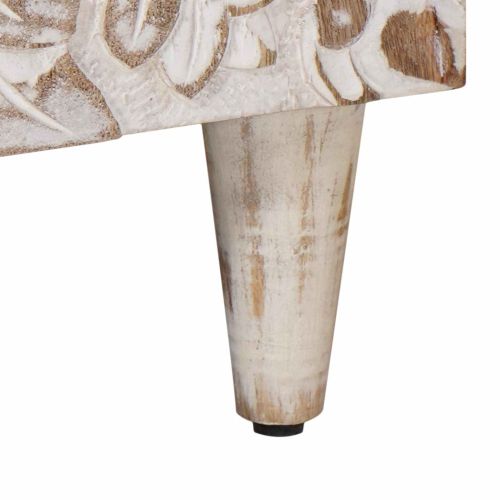 ТВ шкаф с врата Бяло 105 x 33,5 x 46 см Солидно мангово дърво