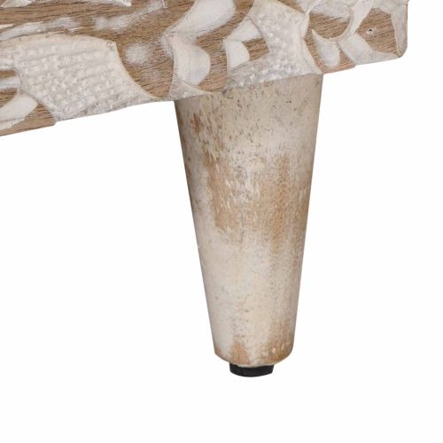 ТВ шкаф с рафт Бяло 100 x 33,5 x 46 см Солидно мангово дърво