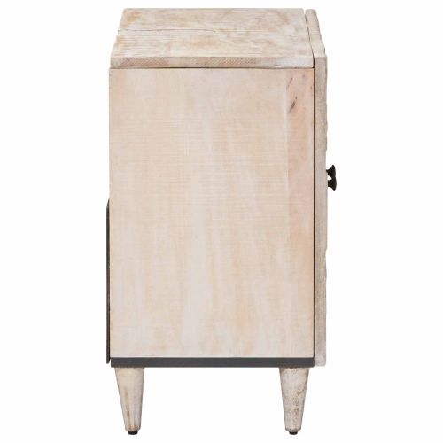 Шкаф за мивка в баня Бяло 62 x 33 x 58 см Солидно мангово дърво