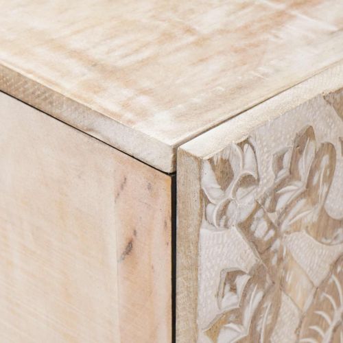 Шкаф за мивка в баня Бяло 62 x 33 x 58 см Солидно мангово дърво