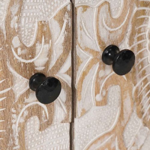 Шкаф за мивка в баня Бяло 62 x 33 x 58 см Солидно мангово дърво