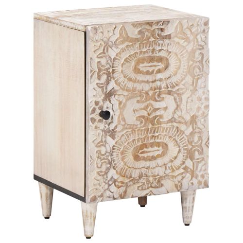 Шкаф за баня Бяло 38 x 33,5 x 58 см Солидно мангово дърво