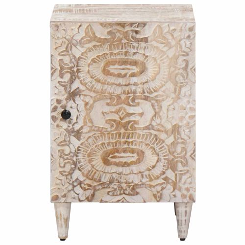 Шкаф за баня Бяло 38 x 33,5 x 58 см Солидно мангово дърво